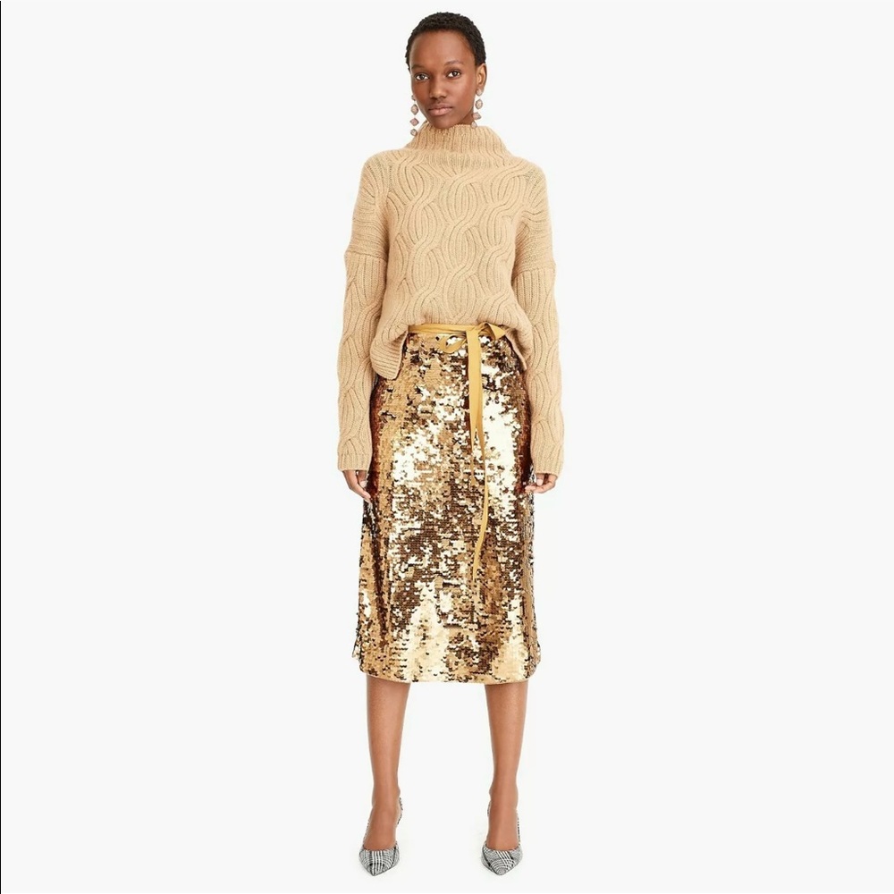- NEW J Crew Sequin Skirt 2 Bronze Gold Midi
